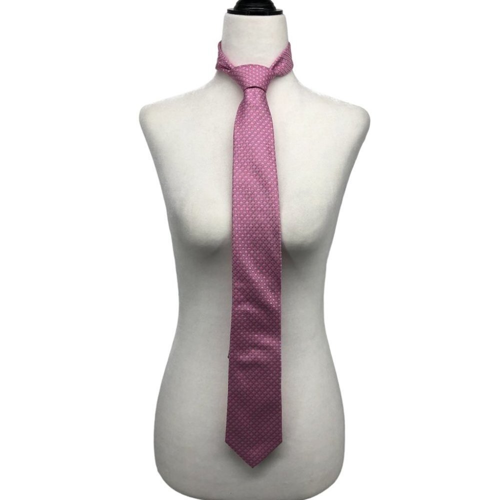 Boss Hugo Boss Pink Patterned 100% Silk Neck Tie